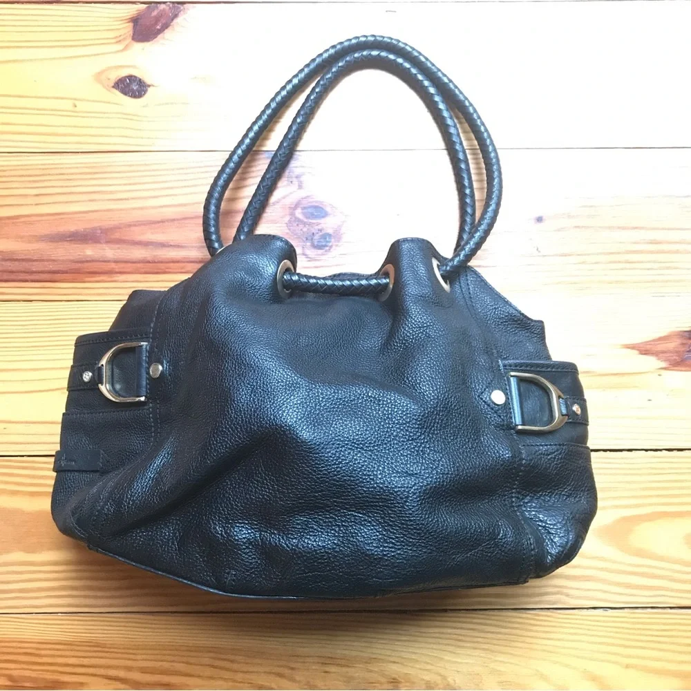 Cole Haan Black Leather Hobo Slouch Shoulder Bag, EUC, 18”